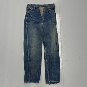 Vintage 60s Blue Denim Slim Leg Workwear Jeans 24x27
